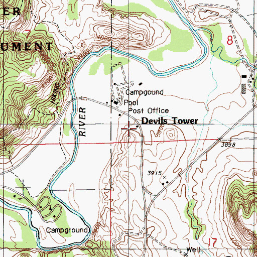Topographic Map of Campstool School, WY