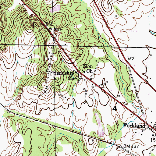Topographic Map of Friendship Cemetery, AL