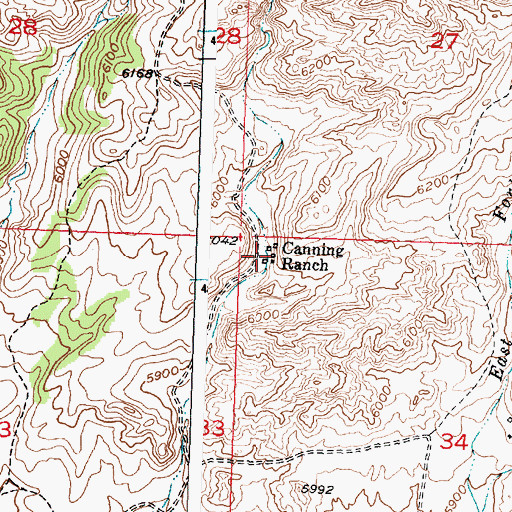 Topographic Map of Canning Ranch, WY