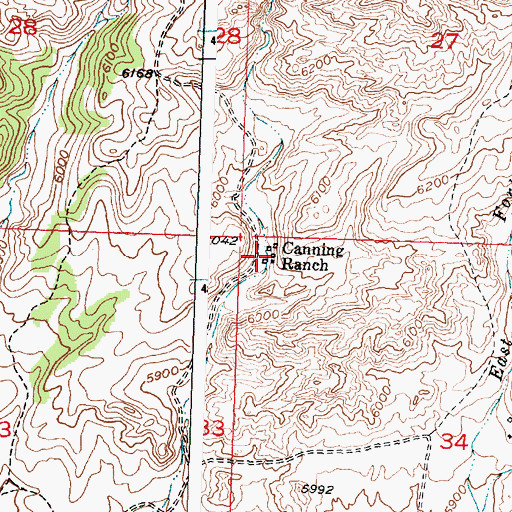 Topographic Map of Canning Ranch, WY