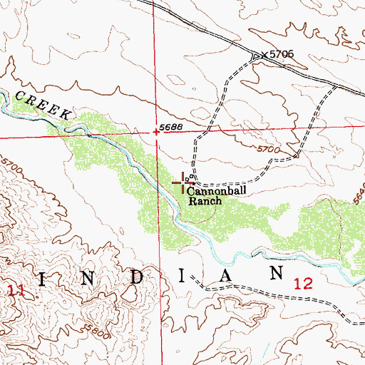 Topographic Map of Cannonball Ranch, WY