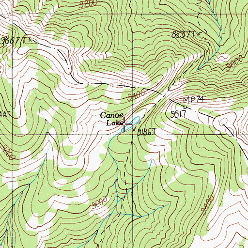 Topographic Map of Canoe Lake, WY