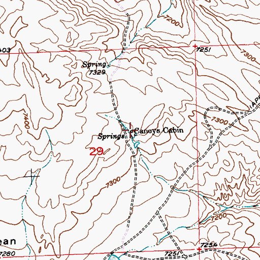 Topographic Map of Canoys Cabin, WY