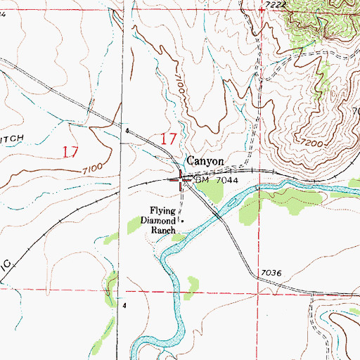 Topographic Map of Canyon, WY