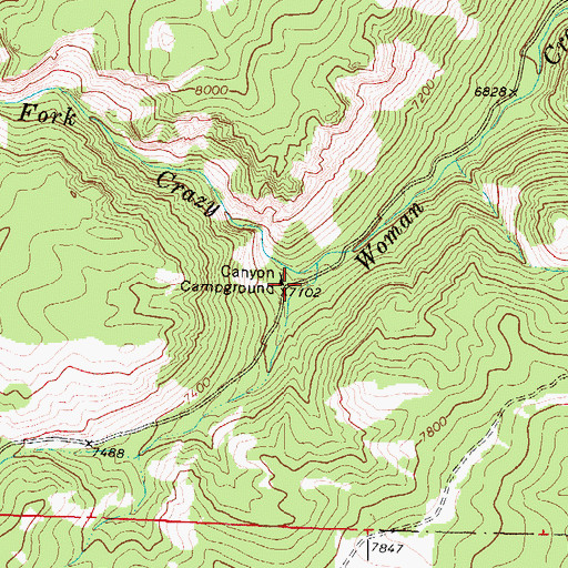 Topographic Map of Canyon Campground, WY