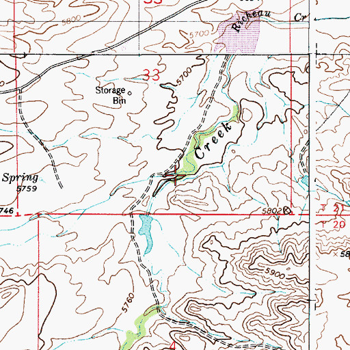 Topographic Map of Canyon Creek, WY