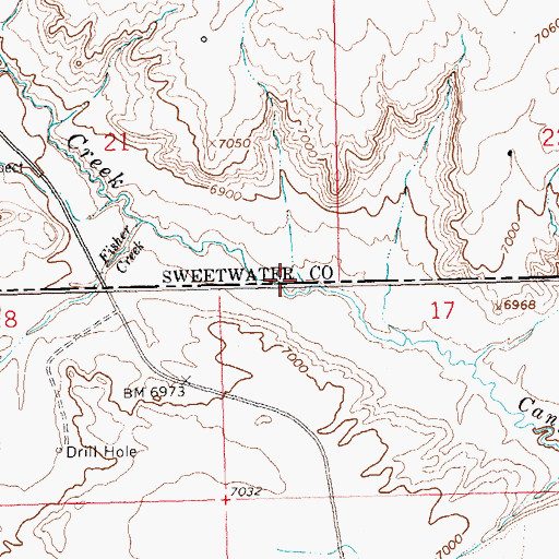 Topographic Map of Canyon Creek, WY