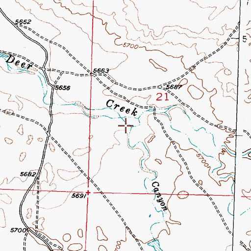 Topographic Map of Canyon Creek, WY