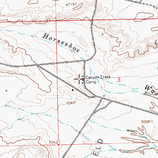 Topographic Map of Canyon Creek Camp, WY
