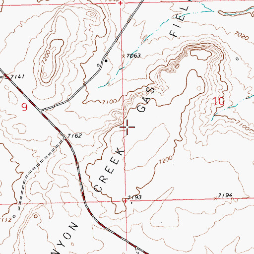 Topographic Map of Canyon Creek Gas Field, WY