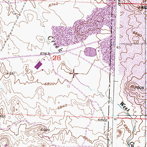 Topographic Map of Canyon Creek Reservoir, WY