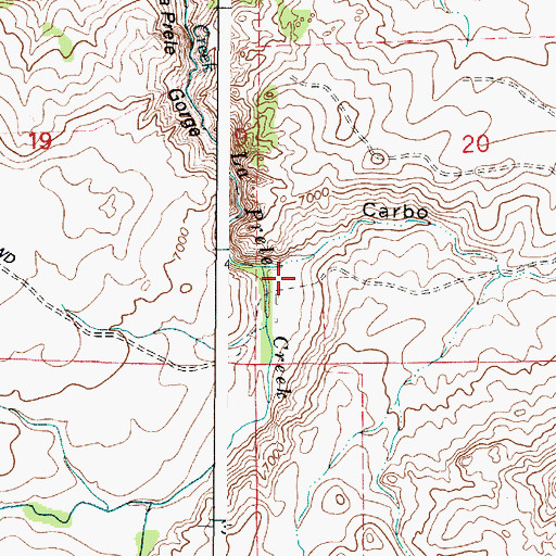 Topographic Map of Carbo Draw, WY