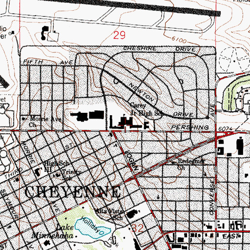 Topographic Map of Carey Junior High School, WY