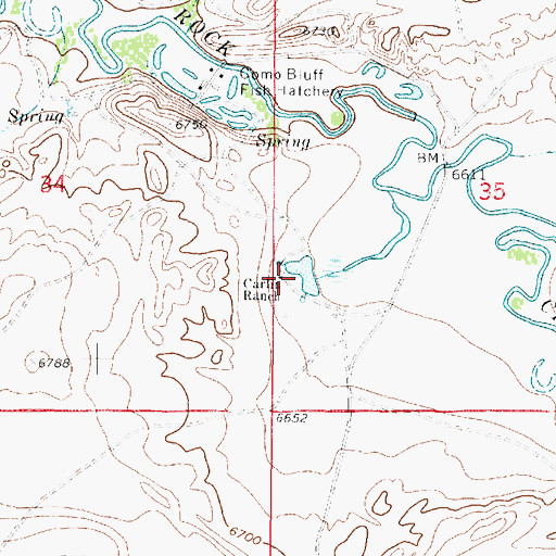 Topographic Map of Carlin Ranch, WY