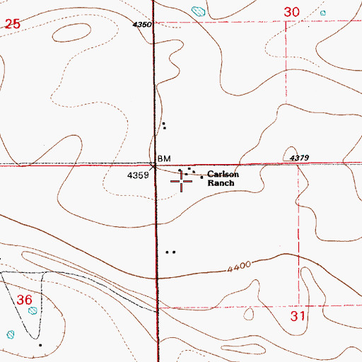 Topographic Map of Carlson Ranch, WY