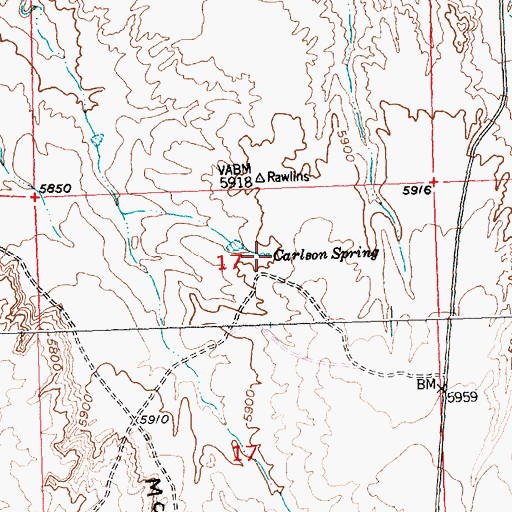 Topographic Map of Carlson Spring, WY