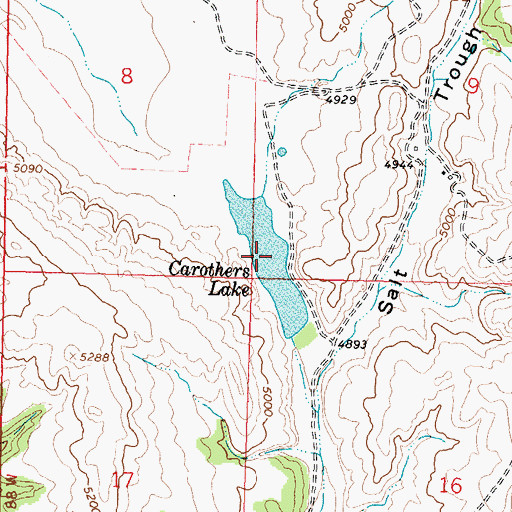 Topographic Map of Carothers Lake, WY