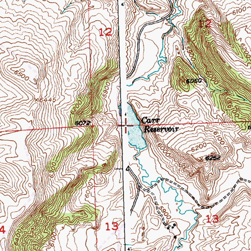 Topographic Map of Carr Reservoir, WY