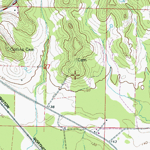 Topographic Map of Mount Hebron Cemetery, AL
