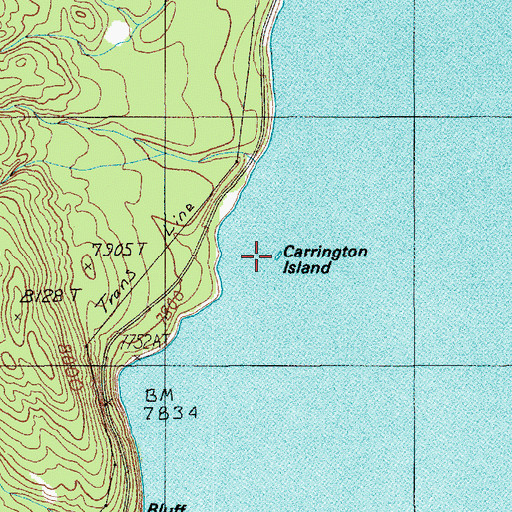 Topographic Map of Carrington Island, WY