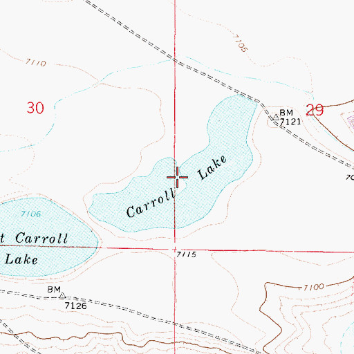Topographic Map of Carroll Lake, WY