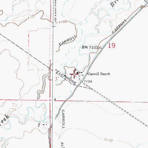 Topographic Map of Carroll Ranch, WY