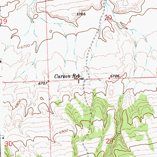 Topographic Map of Carson Reservoir, WY