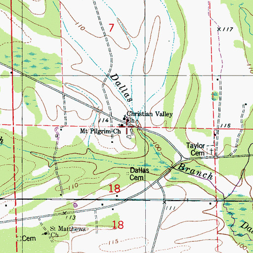 Topographic Map of Mount Pilgrim Cemetery, AL