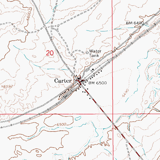 Topographic Map of Carter, WY