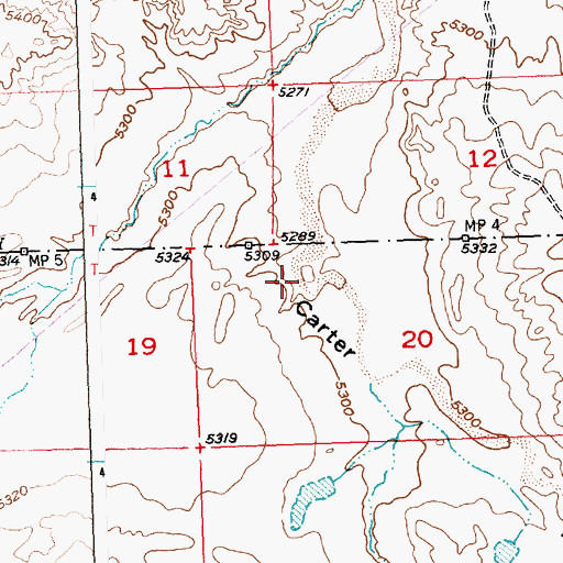 Topographic Map of Carter Draw, WY