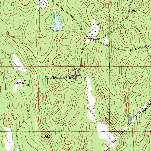 Topographic Map of Mount Pleasant Cemetery, AL