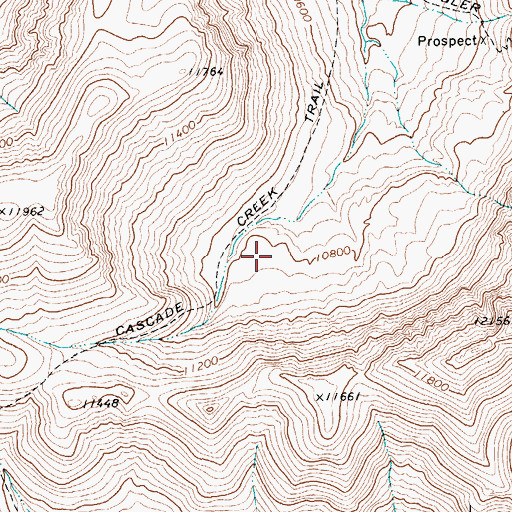 Topographic Map of Cascade Creek Trail, WY