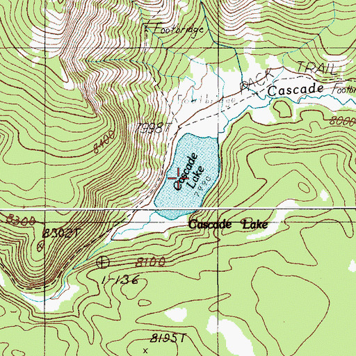 Topographic Map of Cascade Lake, WY