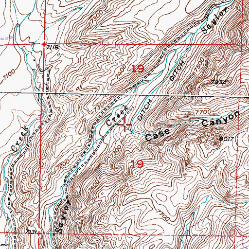 Topographic Map of Case Canyon, WY