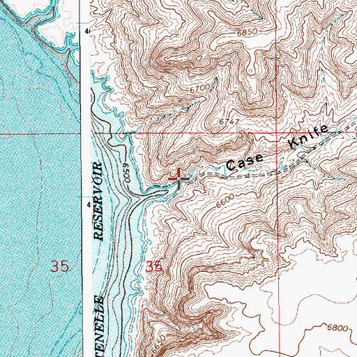 Topographic Map of Case Knife Canyon, WY