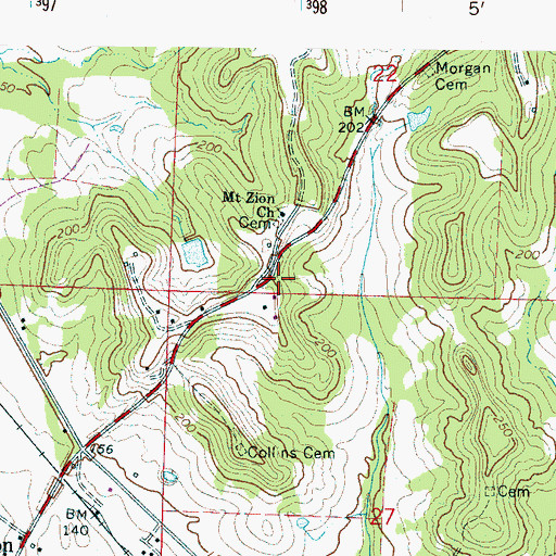 Topographic Map of Mount Zion Cemetery, AL