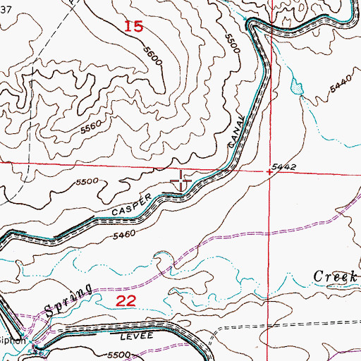 Topographic Map of Casper Canal, WY