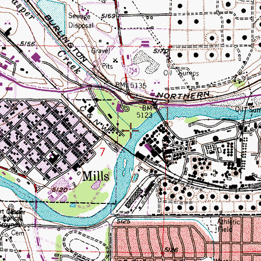Topographic Map of Casper Creek, WY