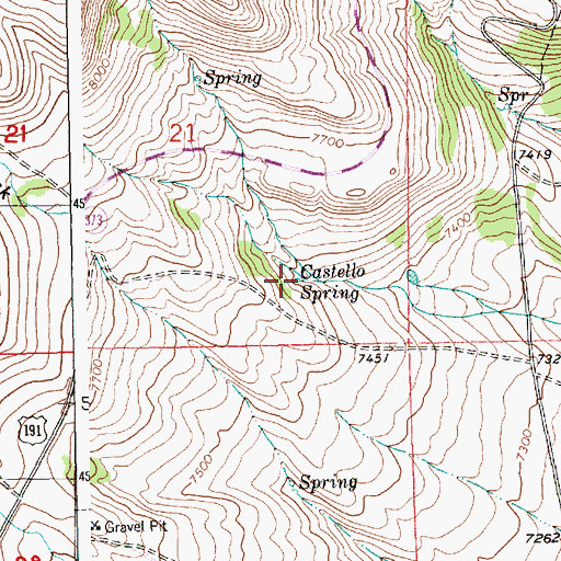 Topographic Map of Castello Spring, WY