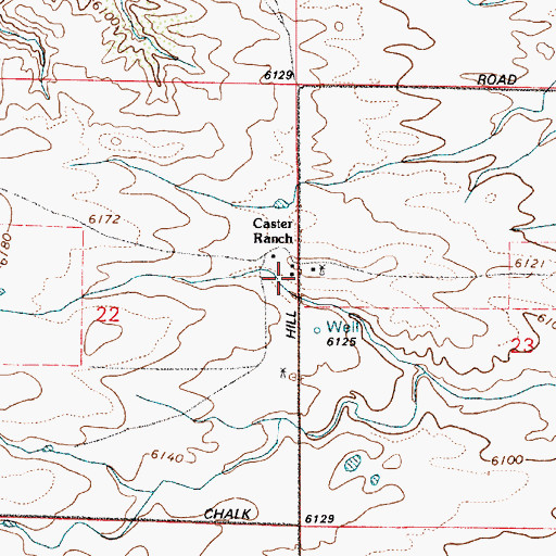 Topographic Map of Caster Ranch, WY