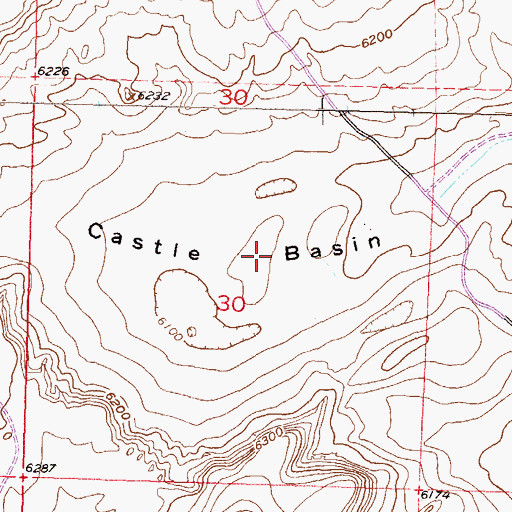 Topographic Map of Castle Basin, WY