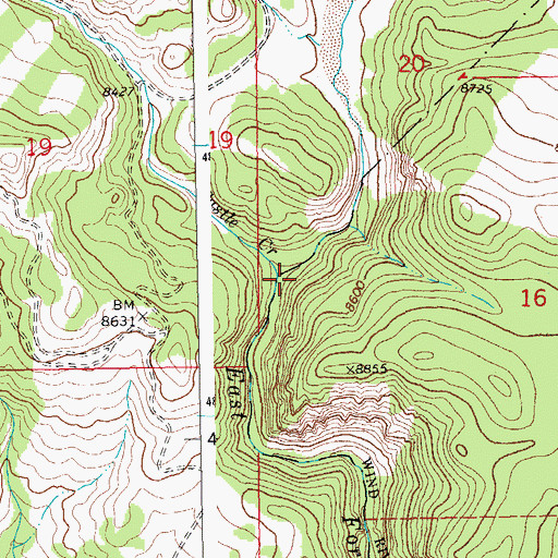 Topographic Map of Castle Creek, WY