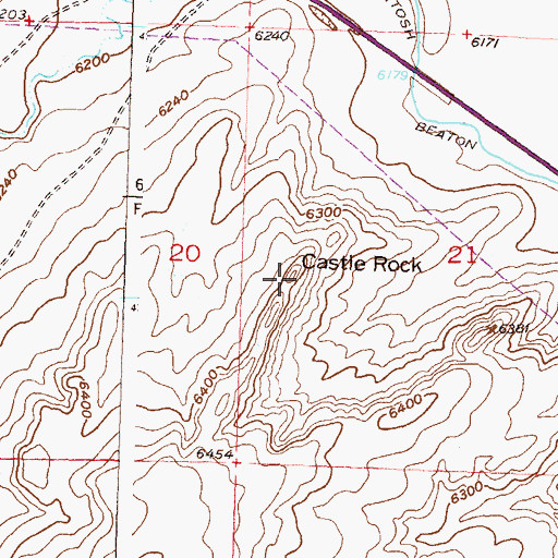 Topographic Map of Castle Rock, WY