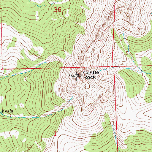 Topographic Map of Castle Rock, WY