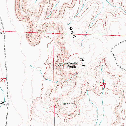 Topographic Map of Castle Rock, WY