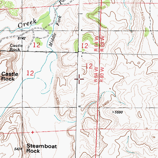 Topographic Map of Castle Rock, WY