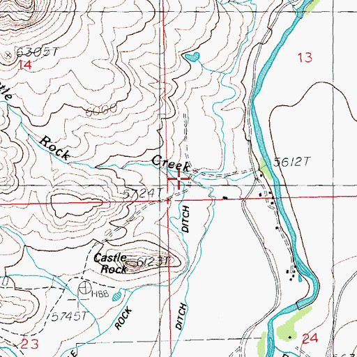 Topographic Map of Castle Rock Creek, WY