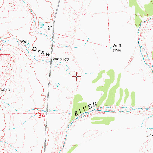 Topographic Map of Cates Draw, WY