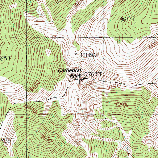 Topographic Map of Cathedral Peak, WY
