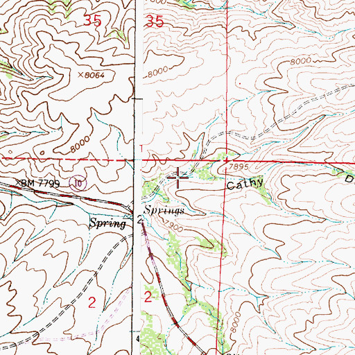 Topographic Map of Cathy Draw, WY